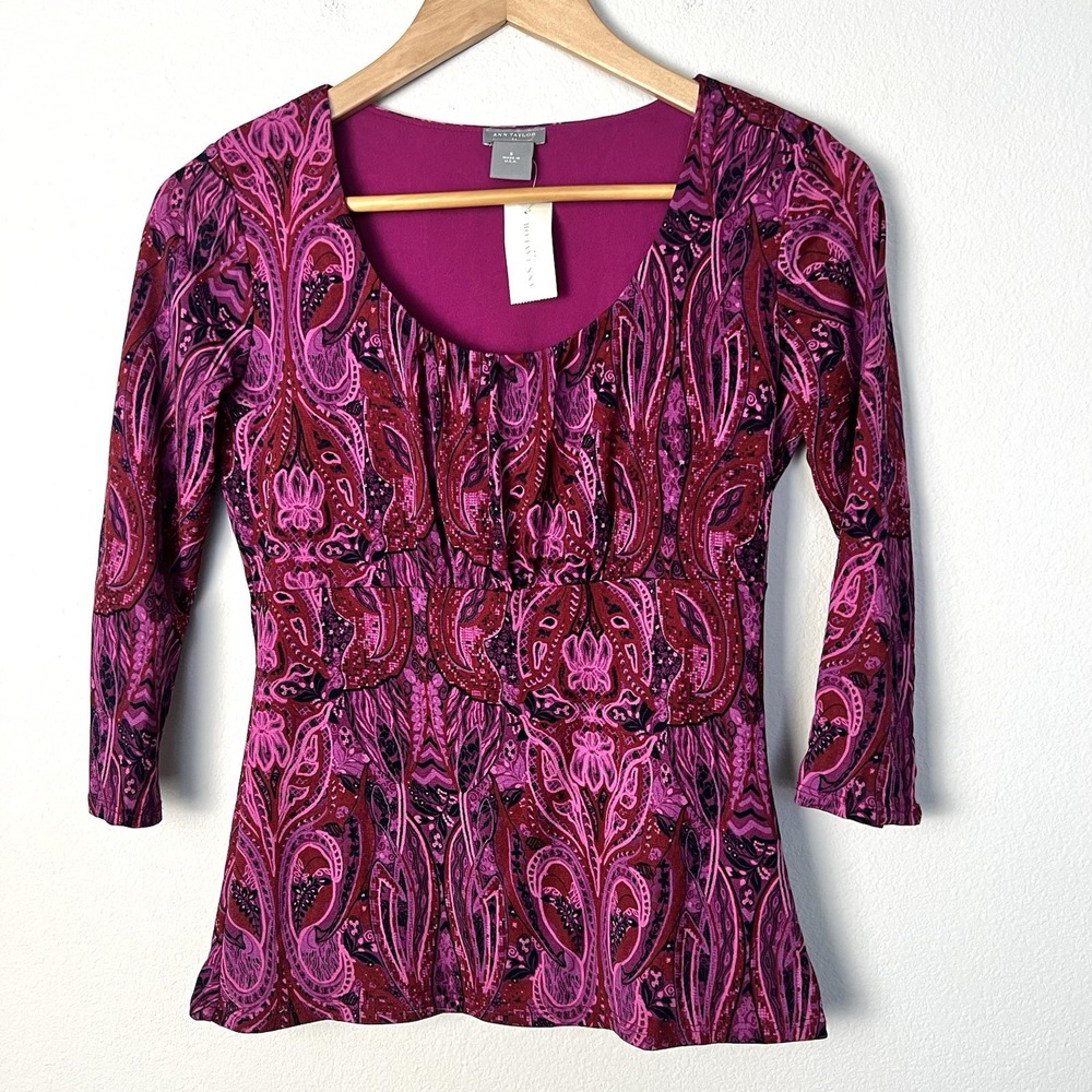 Vintage‎ Deadstock Paisley Babydoll Top Women Small Fairy Pink Feminine Bohemian